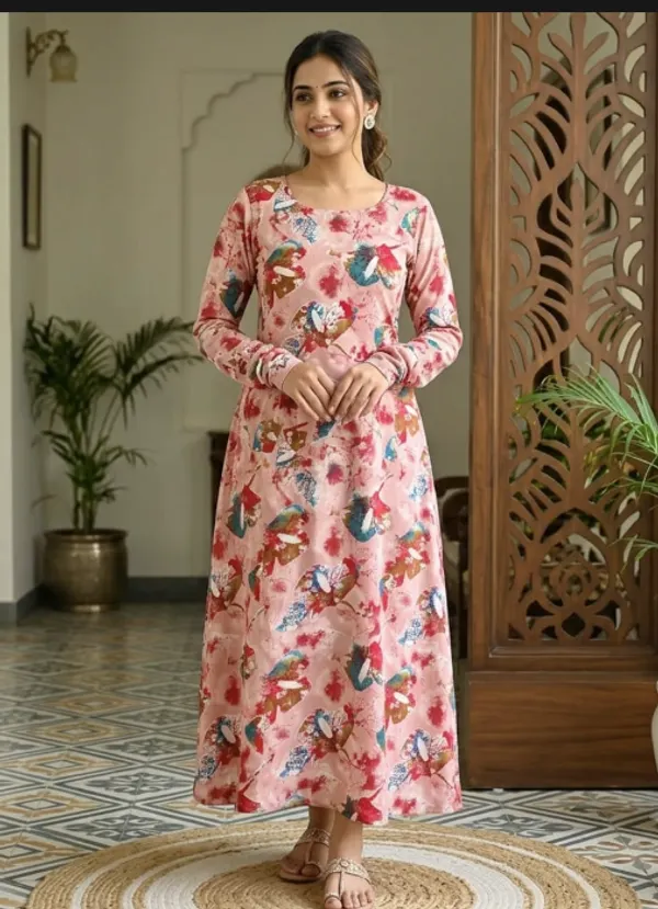 Premium 1st Quality Rayon Full Sleeves Long Anarkali Kurti | AK2230